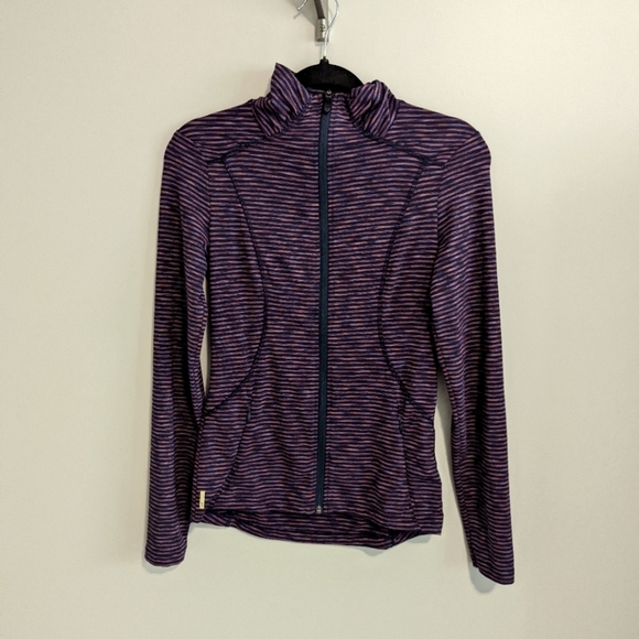 Lolë Striped Lightweight Zip up Top - Picture 1 of 6